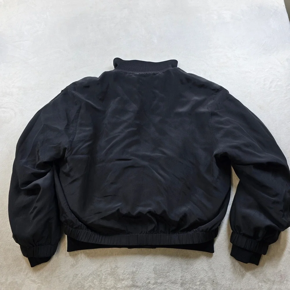 Helmut Lang Zip Bomber Jackets Mens Medium Black 2 In 1‎ Jacket Silk $1295 NEW